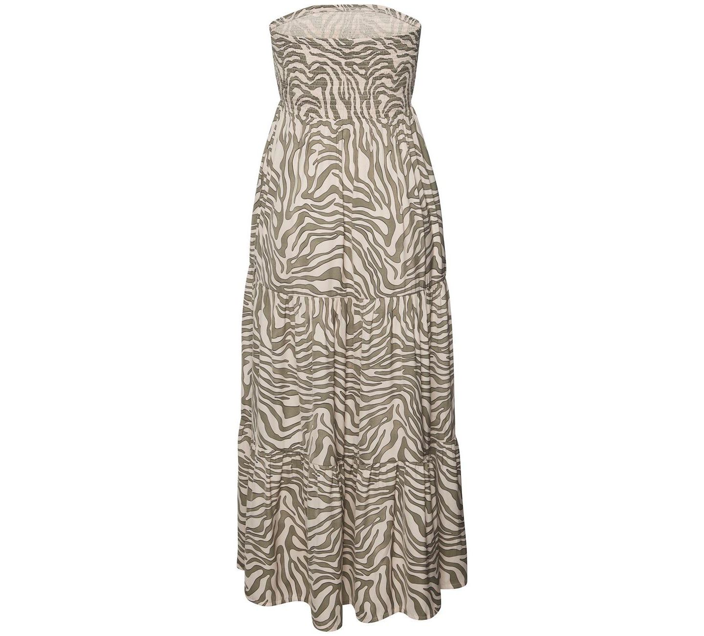 Женское платье Lascana Animal Print Strapless A-Line Maxi, цвет: Хаки бежевый — фото 6