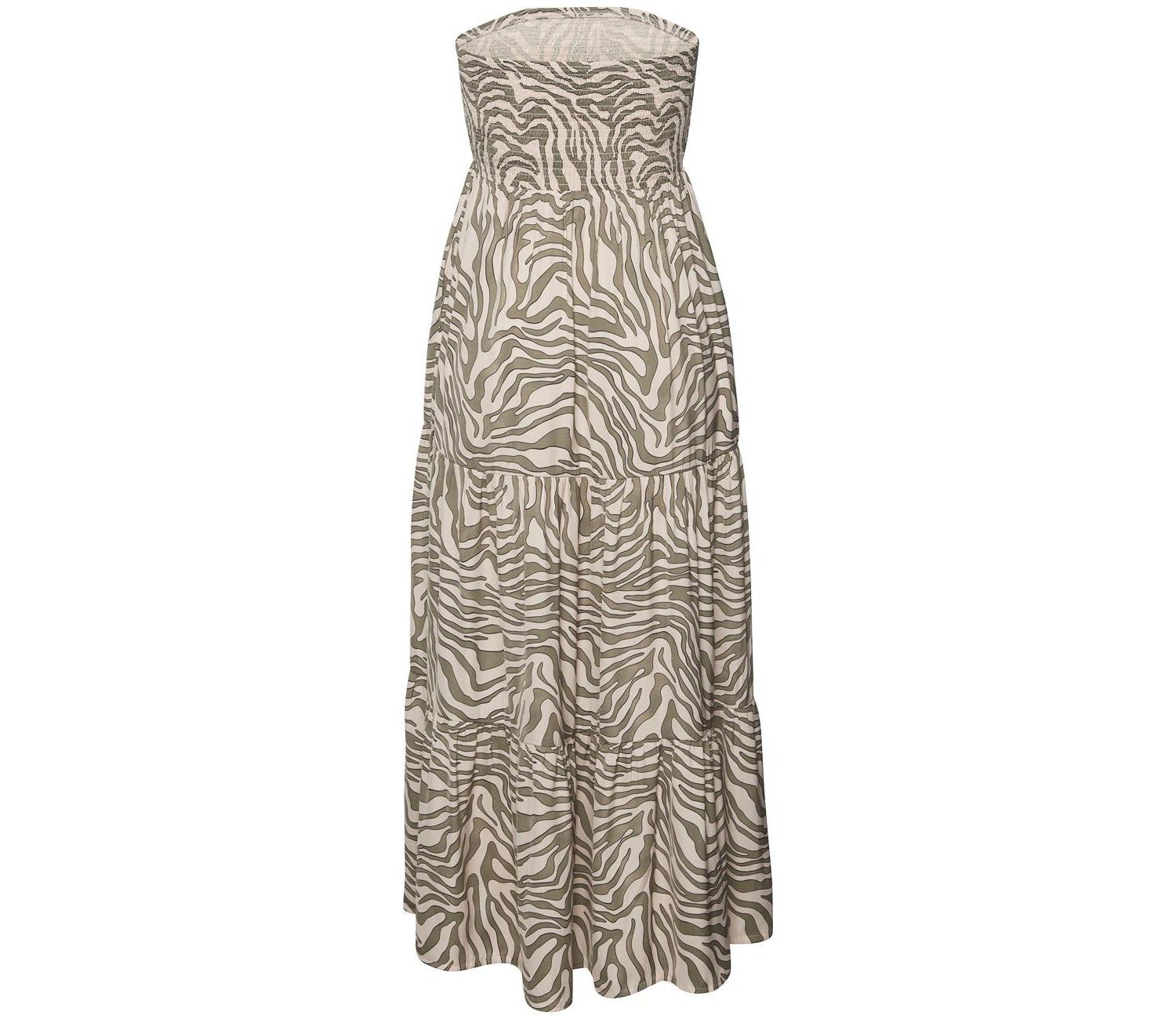 Women's Animal Print Strapless A-Line Maxi Dress