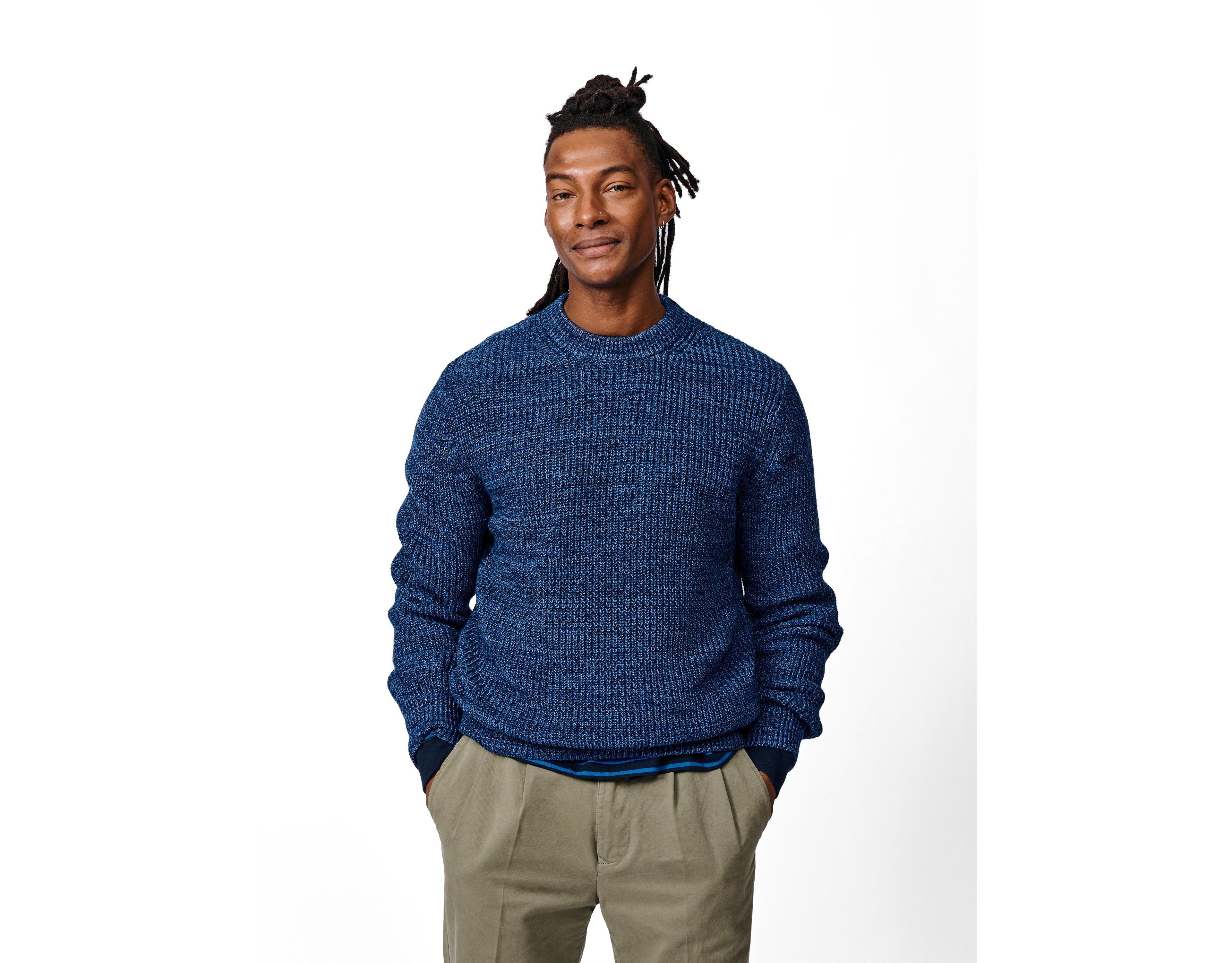Aubin Men's Martin Ribbed Long-Sleeve Crew-Neck Sweater