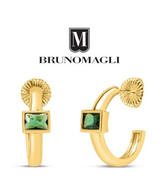 Green Crystal Hoop Earrings