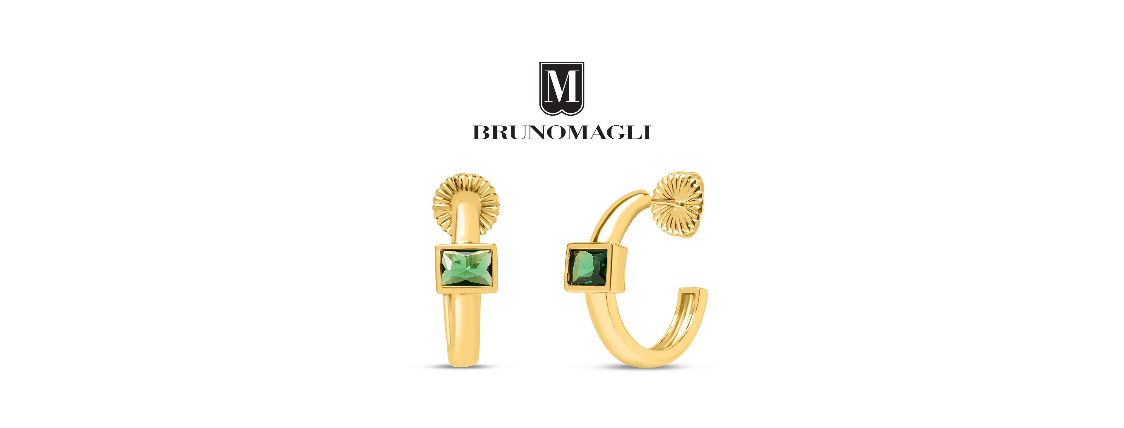 Bruno Magli Green Crystal Hoop Earrings