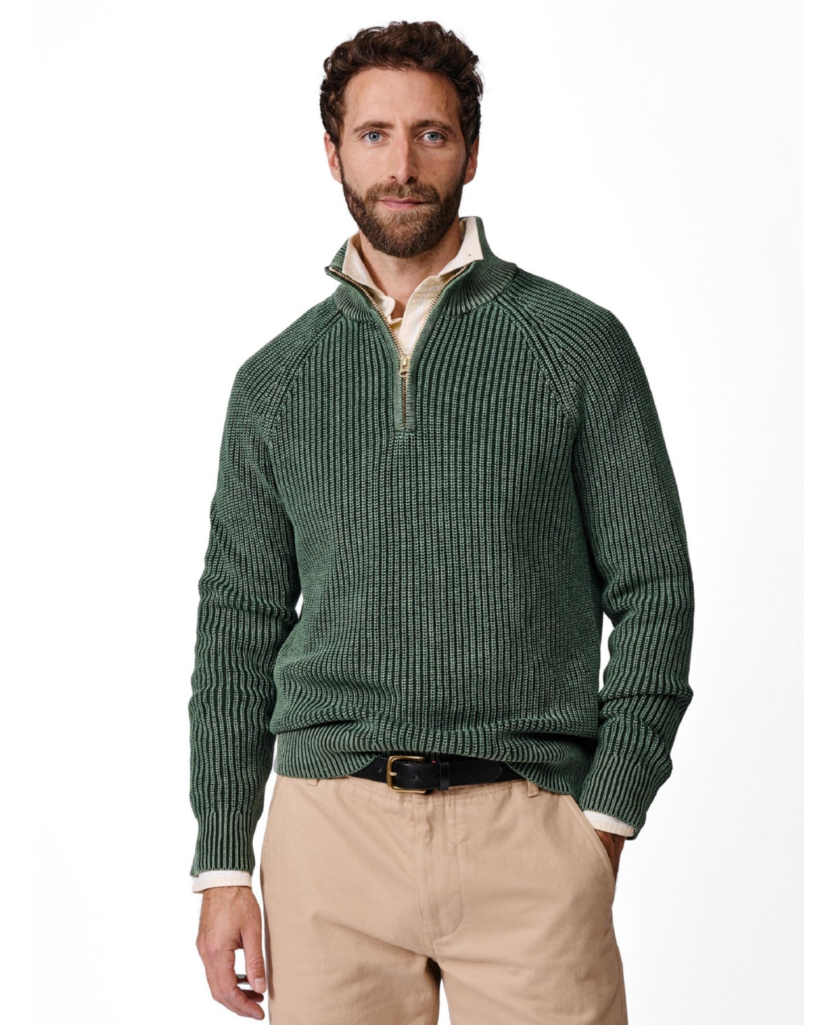 Aubin Men's Martin Quarter-Zip Ribbed-Knit Sweater