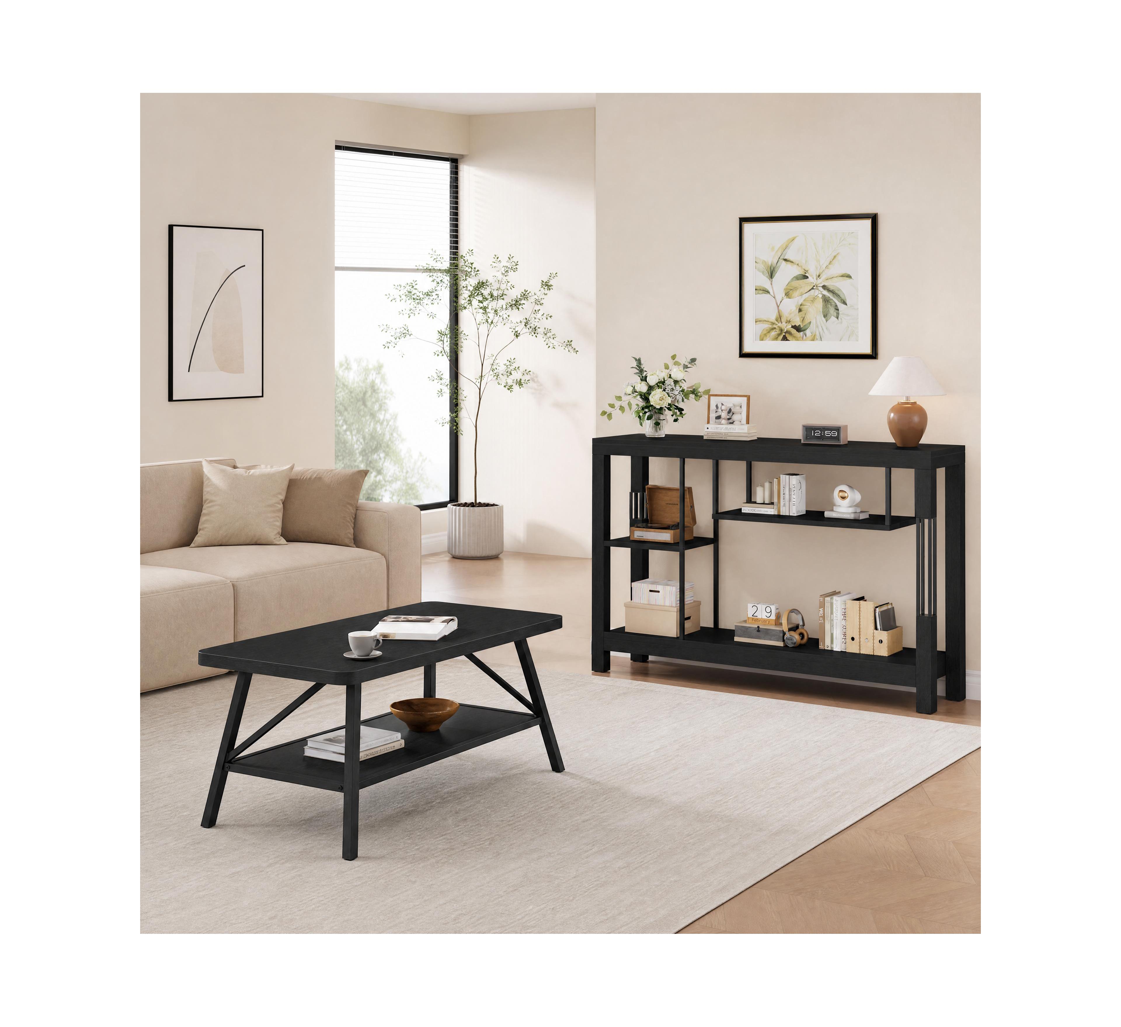 homfan Industrial Farmhouse Living Room Set