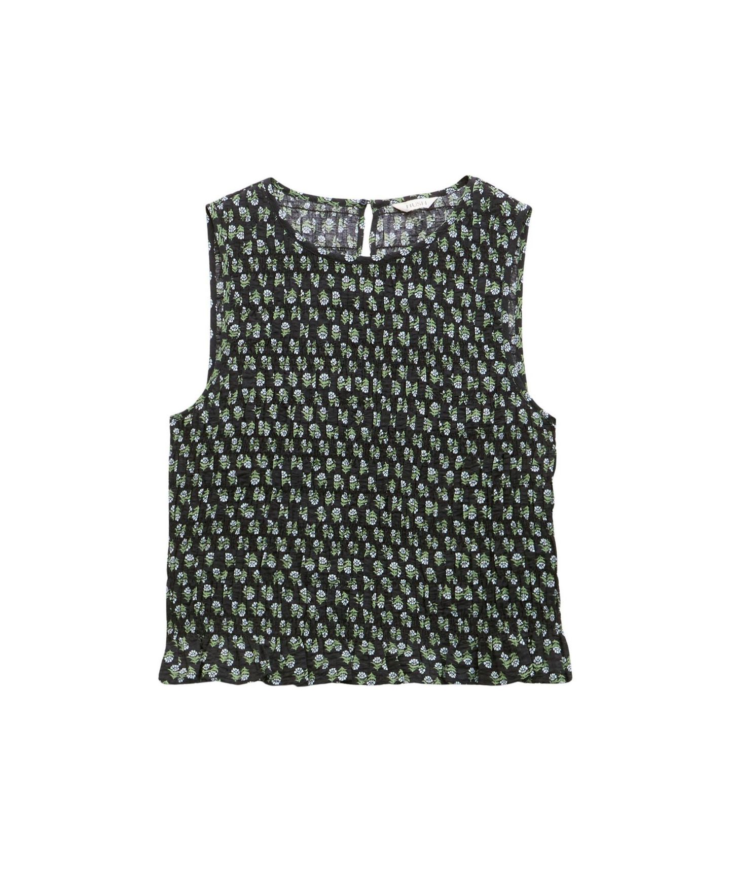 Женский топ Hush Luxa Floral-Print Shirred Ruffle-Hem Shell, цвет: С принтом синий — фото 6