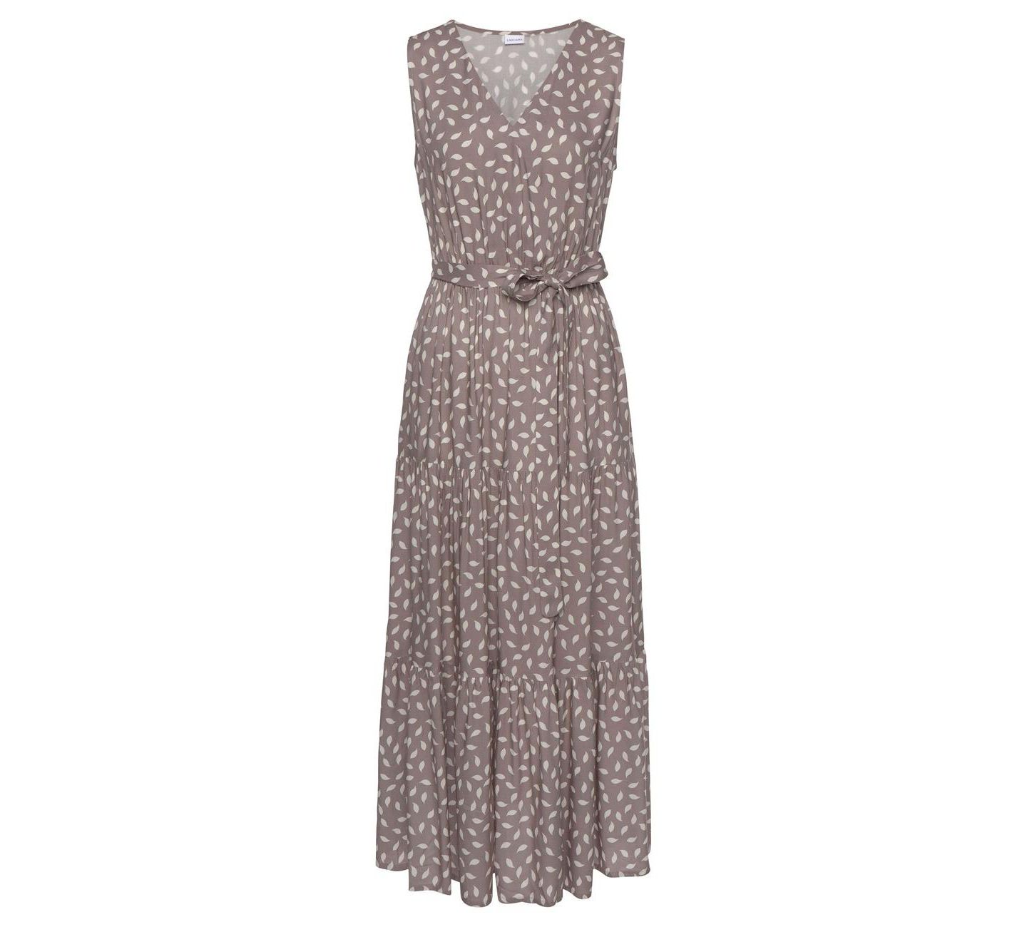Женское платье Lascana Printed Tiered Elastic-Waist Maxi, цвет: Серо-коричневый — фото 5