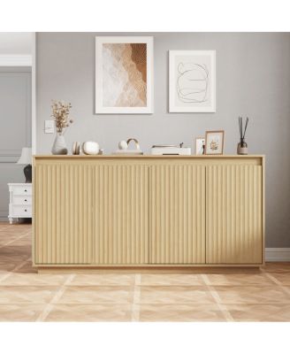 4-Door Wavy Accent Buffet Cabinet with Power Outlet
