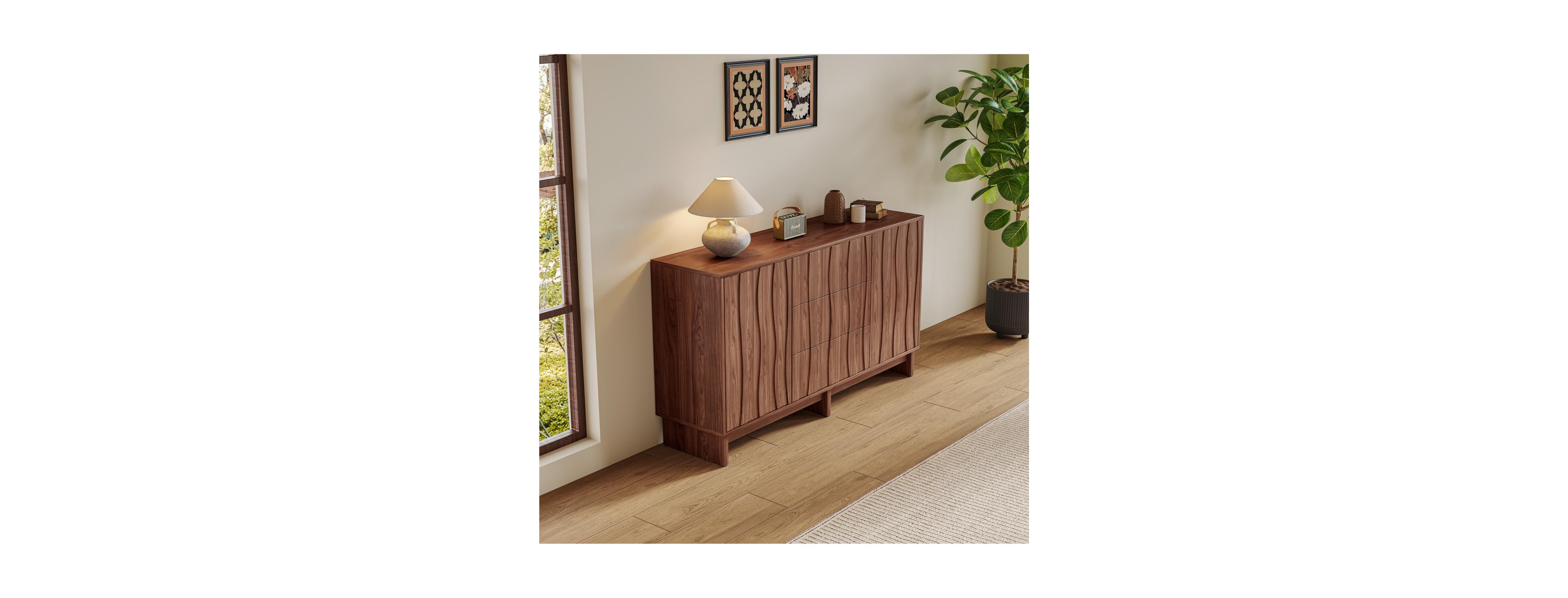 Streamdale Furniture 47.2" Farmhouse Buffet Sideboard with Doors and Drawers