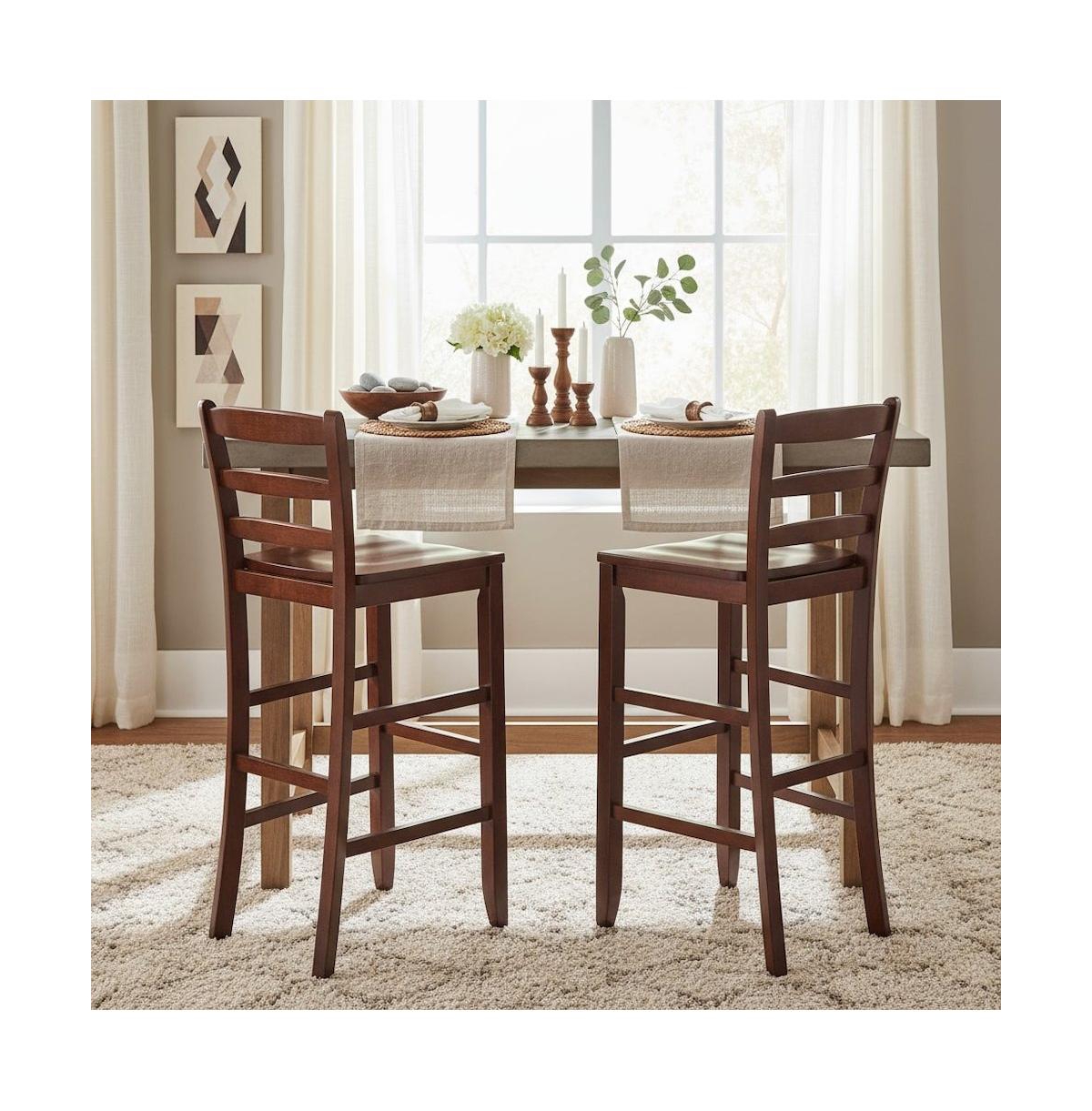 FurniFact 2-Piece Ladder Back Bar Stools