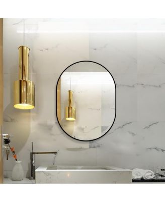Modern Oval Wall Mirror with Metal Frame HD Bathroom Vanity Mirror