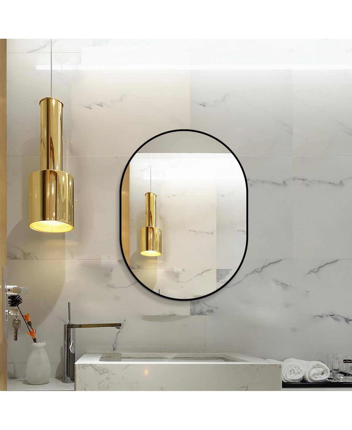 Laoties Modern Oval Wall Mirror with Metal Frame Hd Bathroom Vanity
