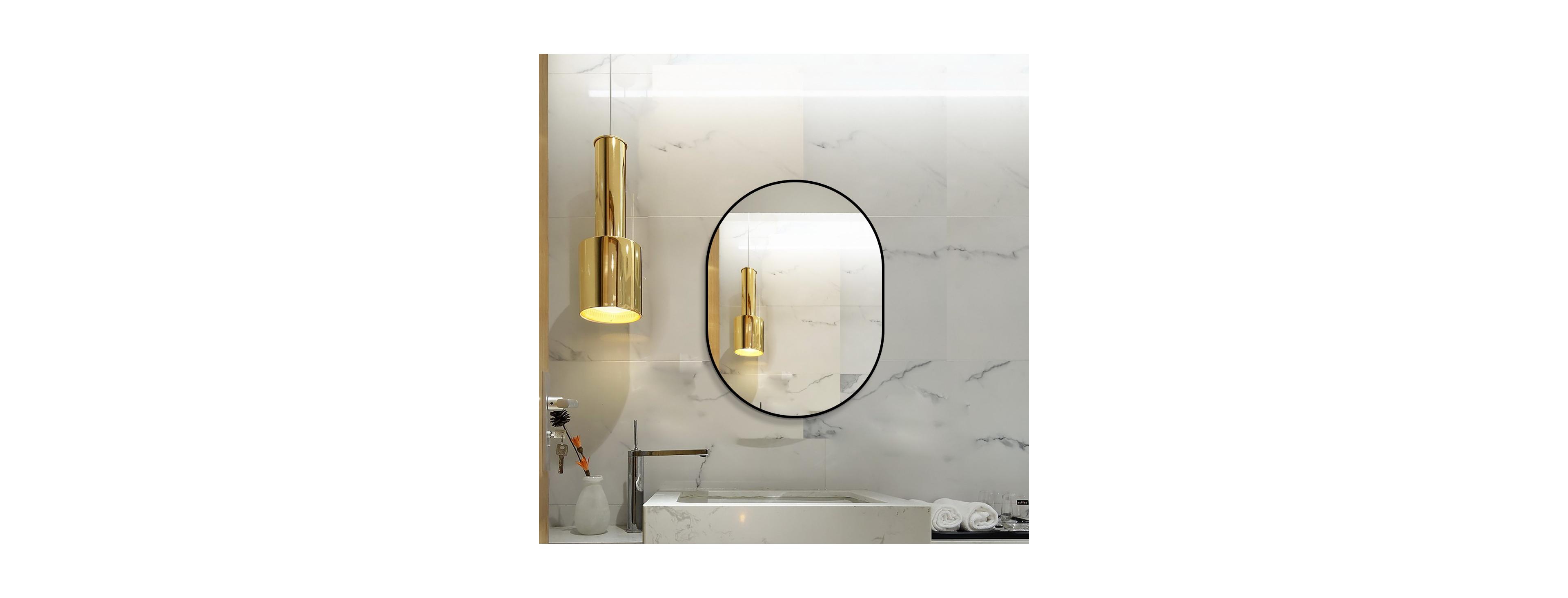 Laoties Modern Oval Wall Mirror with Metal Frame Hd Bathroom Vanity