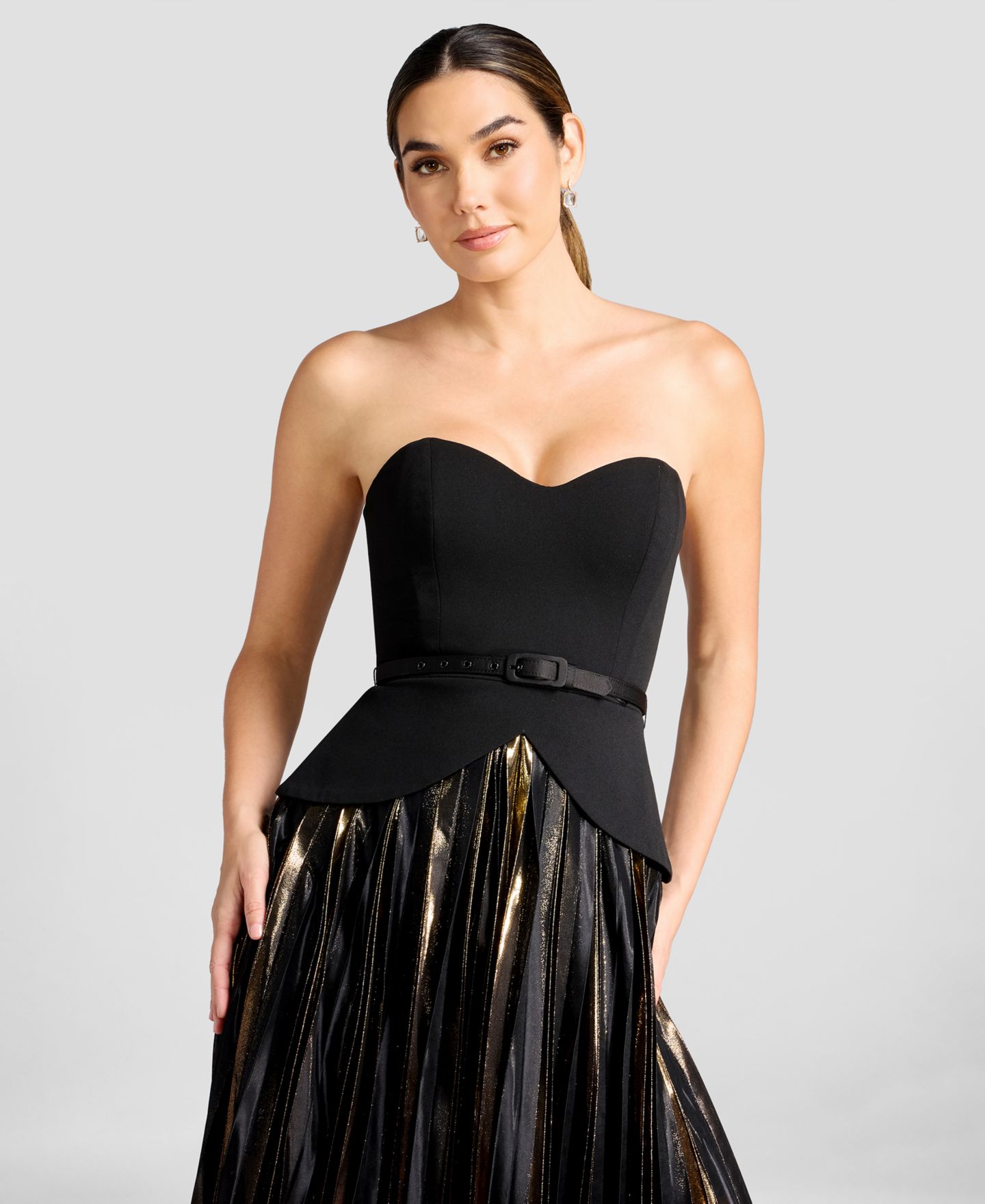 Женское платье Dress the Population Triston Strapless Sweetheart Fit-and-Flare, цвет: Чёрный разноцветный — фото 4