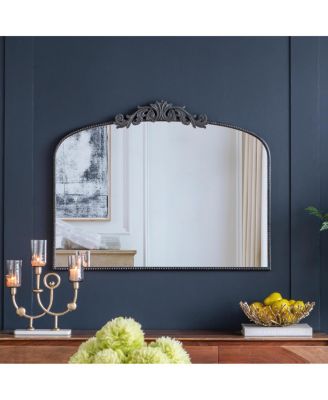 40" x 31.5" Baroque Arched Wall Mirror with Ornate Iron Frame Decorative Mirror