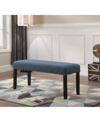 Fabric Accent Bench, with Nailhead Trim, Padded Seat Entryway Bench Small, Casual Rustic Upholstered Dining Bench