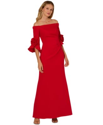Rosette Off-The-Shoulder Gown