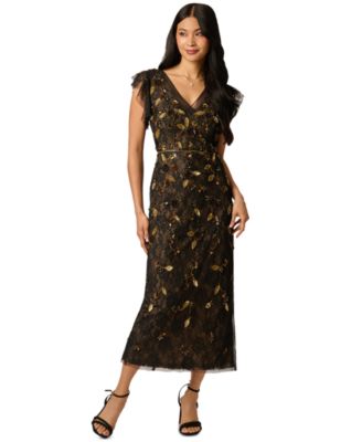 Women's Lace Floral Beaded Dress