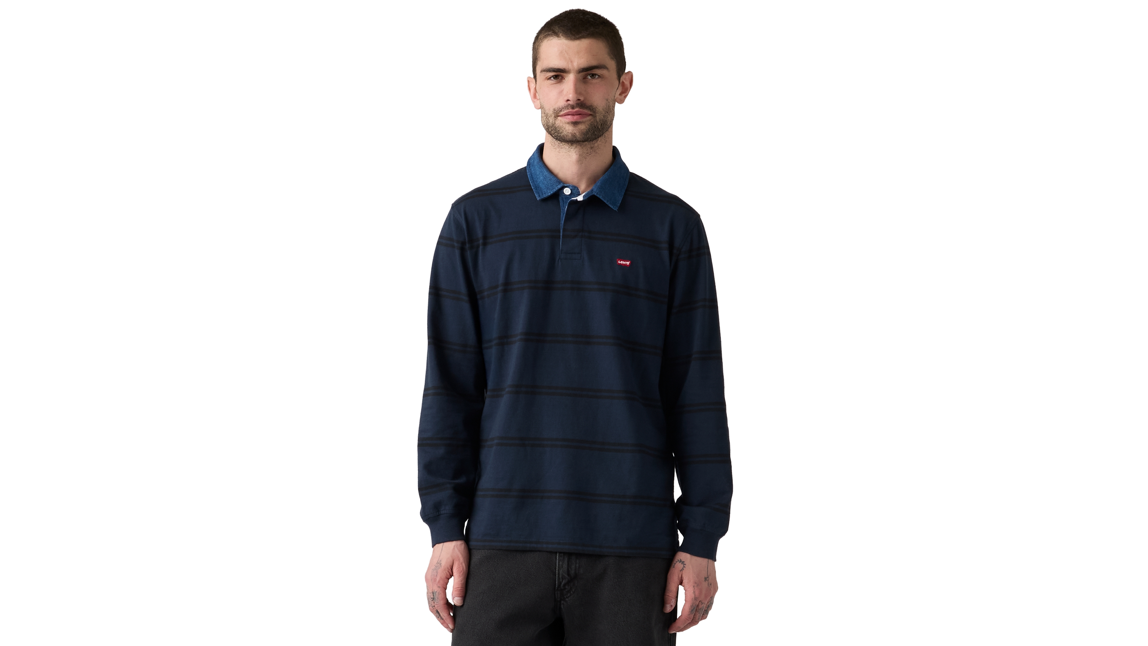 Levi's Men's Relaxed-Fit Long Sleeve Striped Rugby Shirt