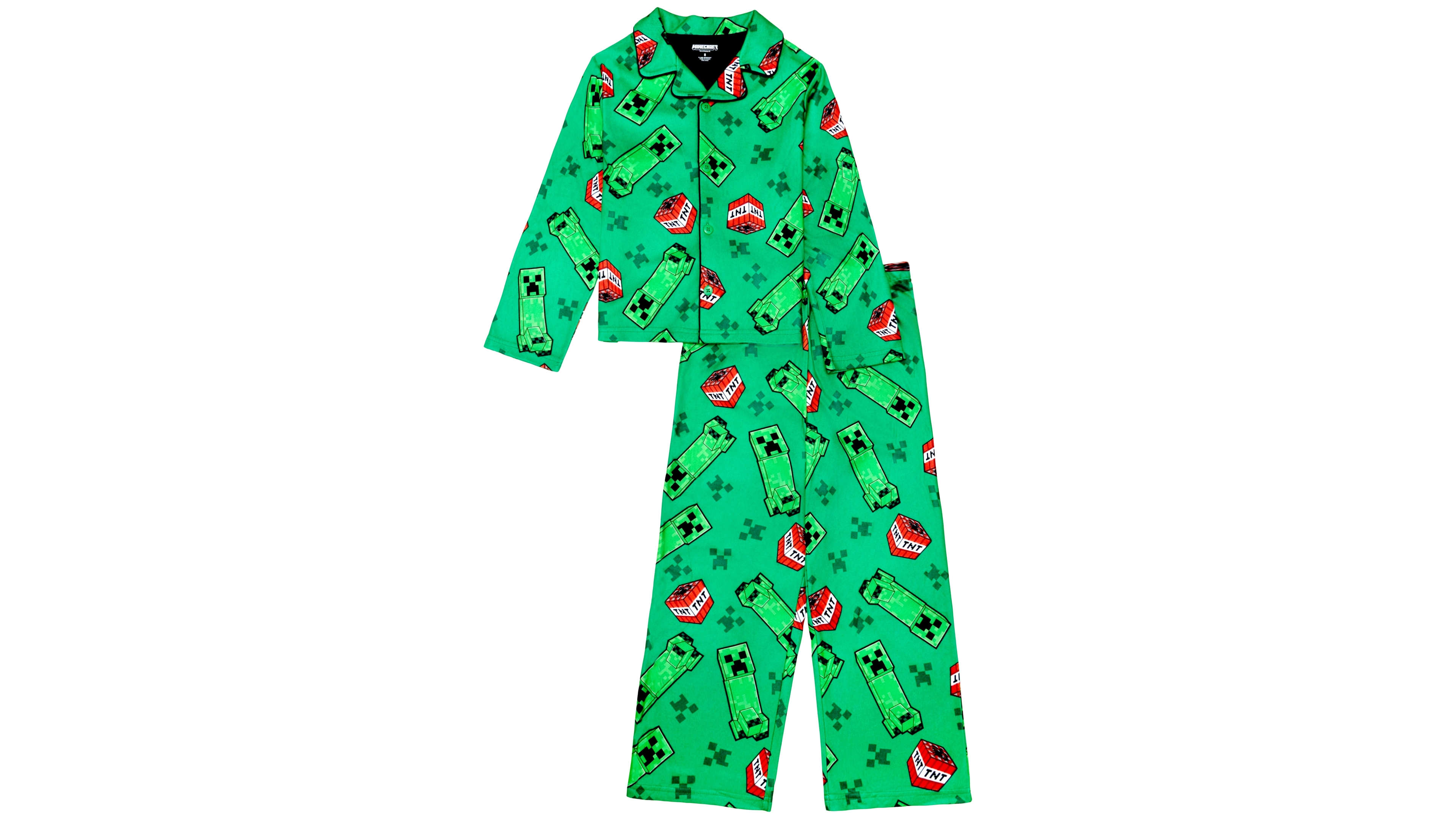 Ame Boys' 4-20 Minecraft Long-Sleeve Button-Front Pajama Set, 2-Piece