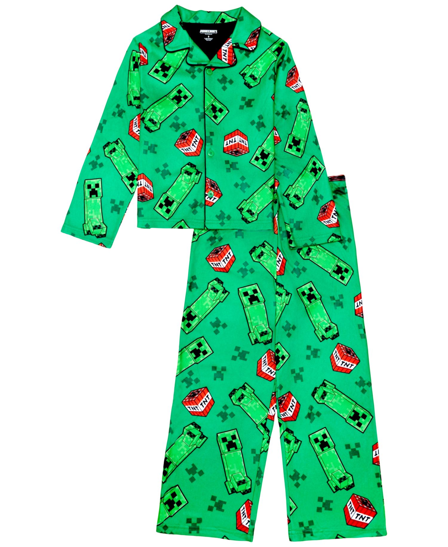Boys' 4-20 Minecraft Long-Sleeve Button-Front Pajama Set, 2-Piece