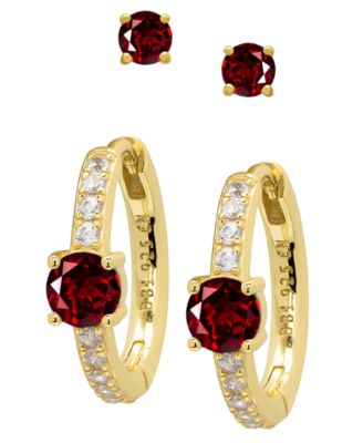 Garnet and White Topaz Earrings (2 ct. t.w.) Gold-Plated Sterling Silver