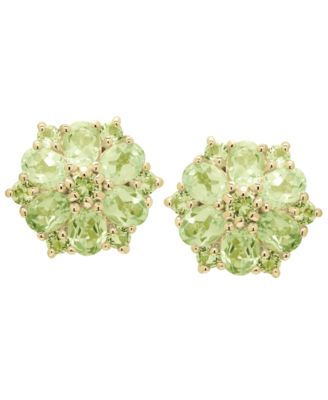 Peridot Floral Stud Earrings (2.57 ct. t.w.) in Gold over Silver Sterling Silver