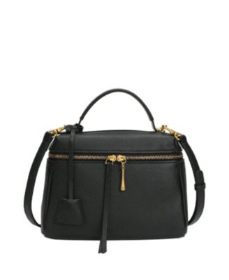 Arden Genuine Leather Top Handle Satchel, Small Crossbody Bag, Structured Shoulder Purse with Adjustable Strap and Zip Closure