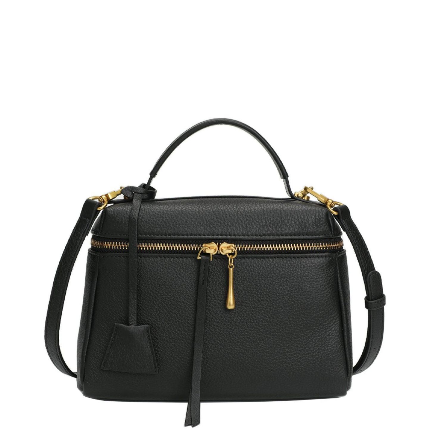 Женская сумка SUSU Arden Genuine Leather Top Handle Satchel, Small Crossbody, Structured Shoulder Purse with Adjustable Strap and Zip Closure, цвет: Чёрный / Оникс чёрный — фото 1