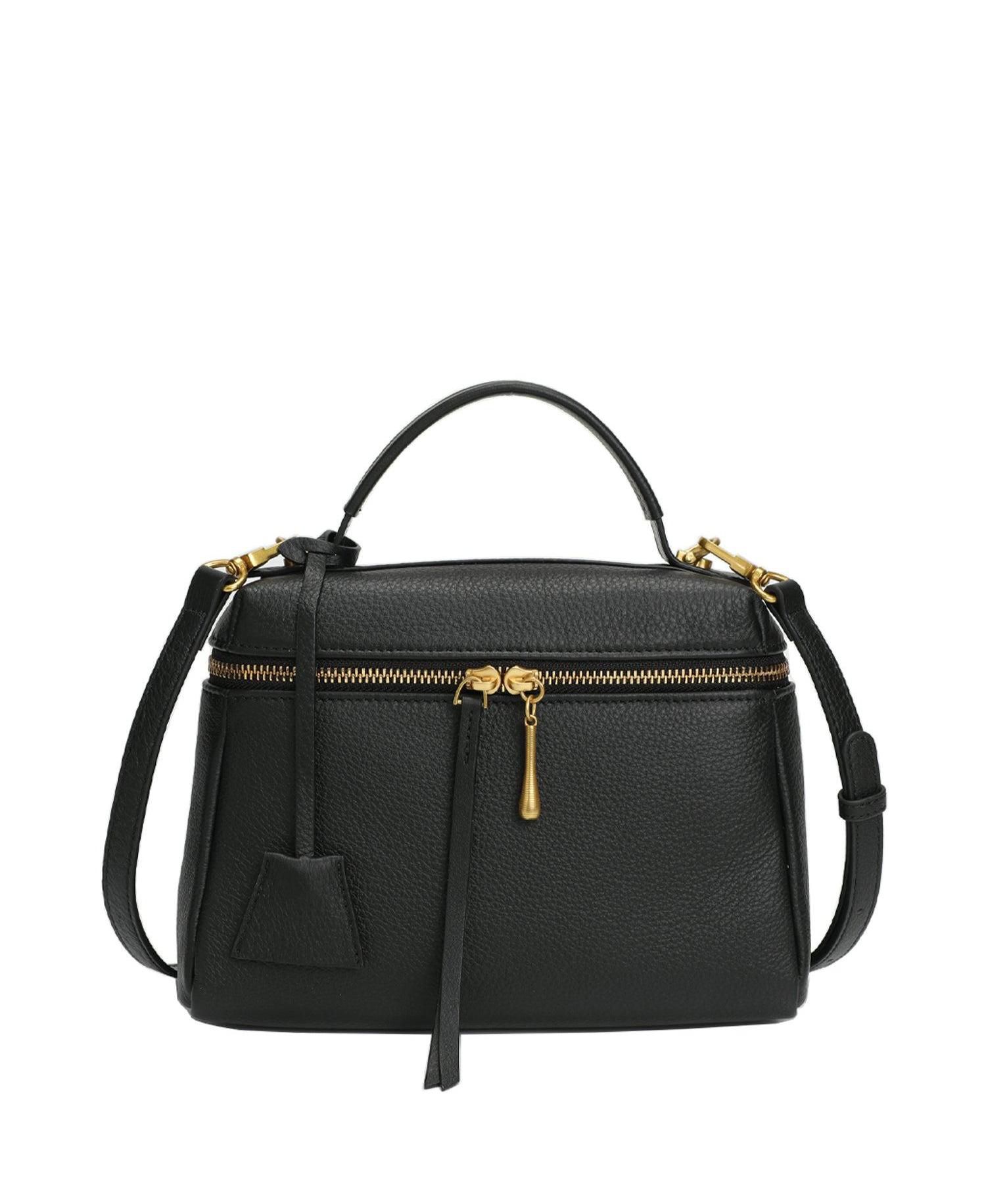Arden Genuine Leather Top Handle Satchel, Small Crossbody Bag, Structured Shoulder Purse with Adjustable Strap and Zip Closure