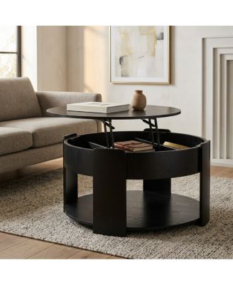  Farmhouse Round Lift Top Coffee Table with Hidden Storage