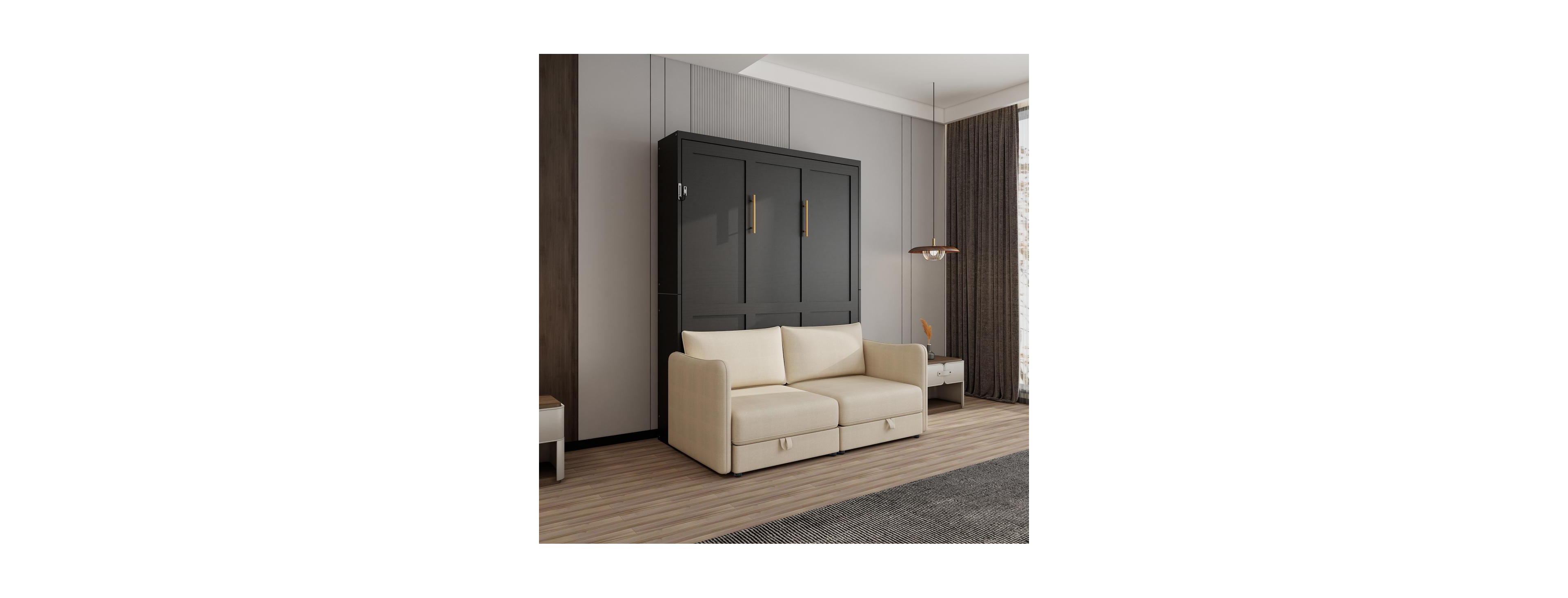 Streamdale Furniture Queen Size Murphy Sofa Bed with Cabinet