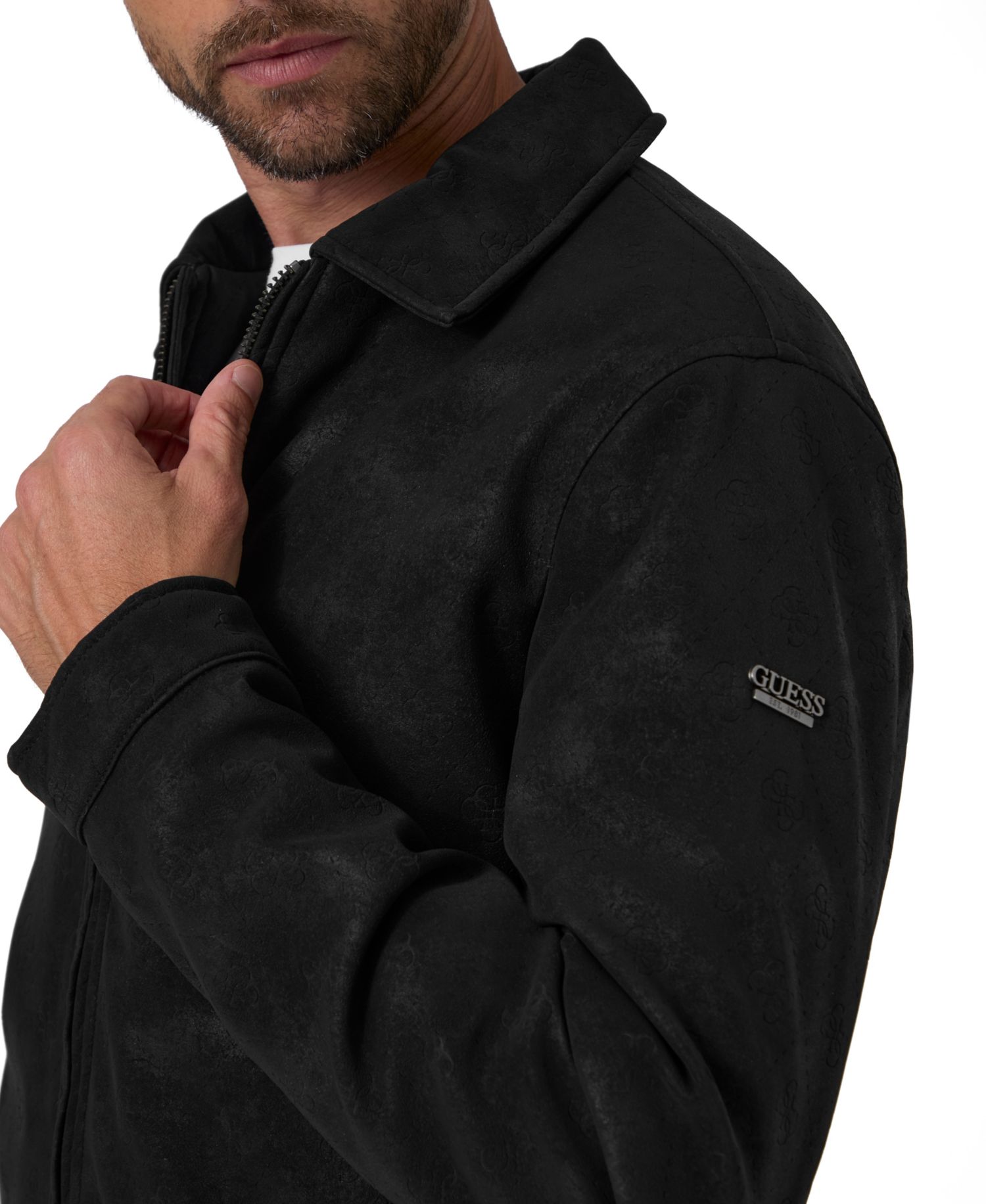 Men's Monogram Faux Leather Zip-Front Jacket