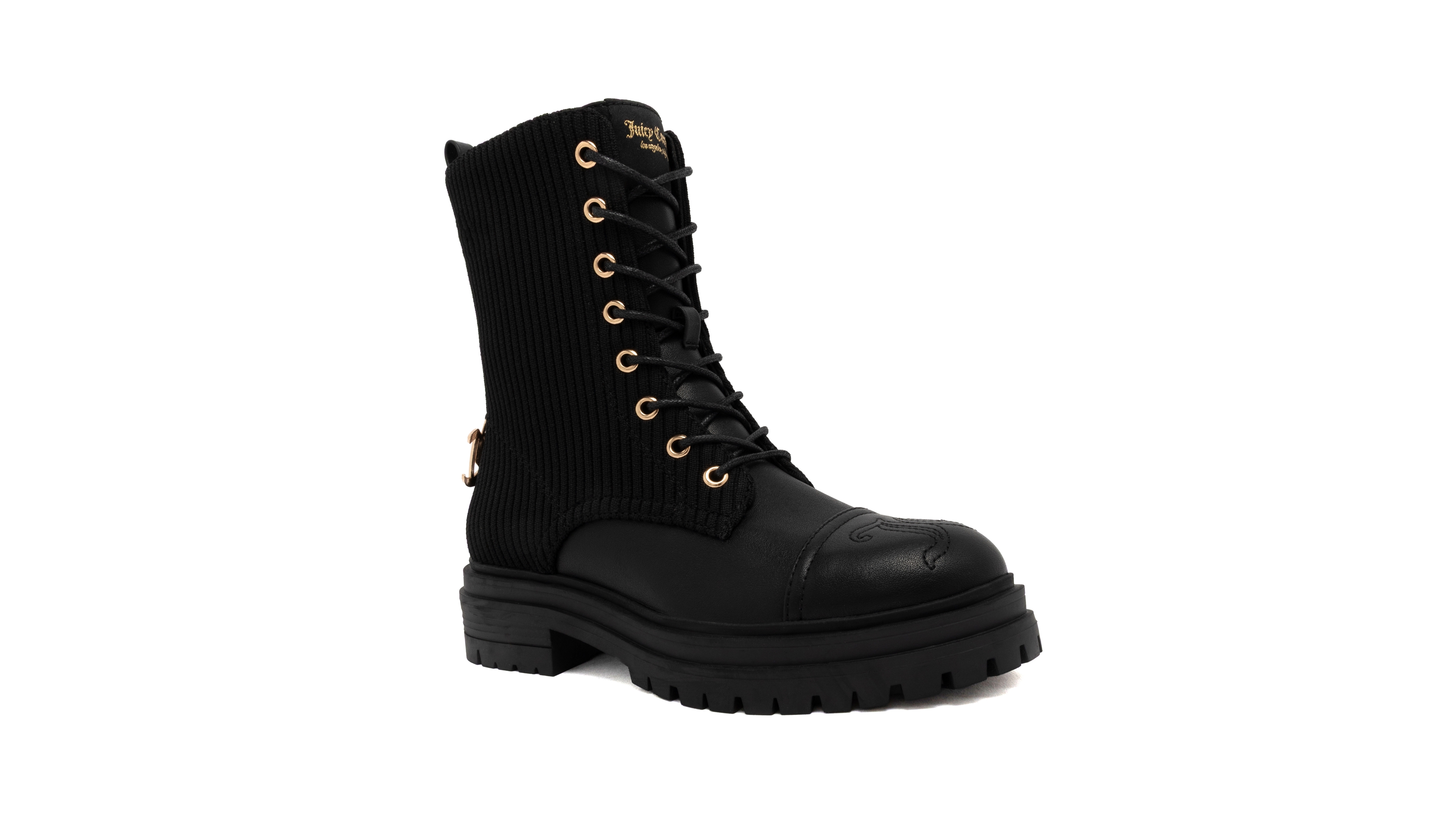 Juicy Couture Women's Ediva Combat Round-Toe Faux Leather Boots