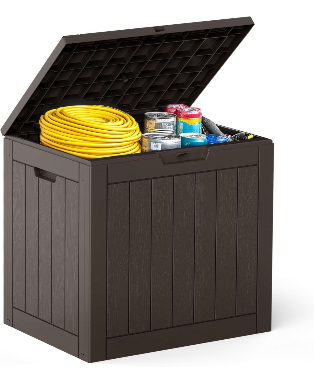 Cushry 31 Gallon Deck Box, Lockable Outside Storage Box for Outdoor Use, Outside Waterproof Resin Package Delivery Box
