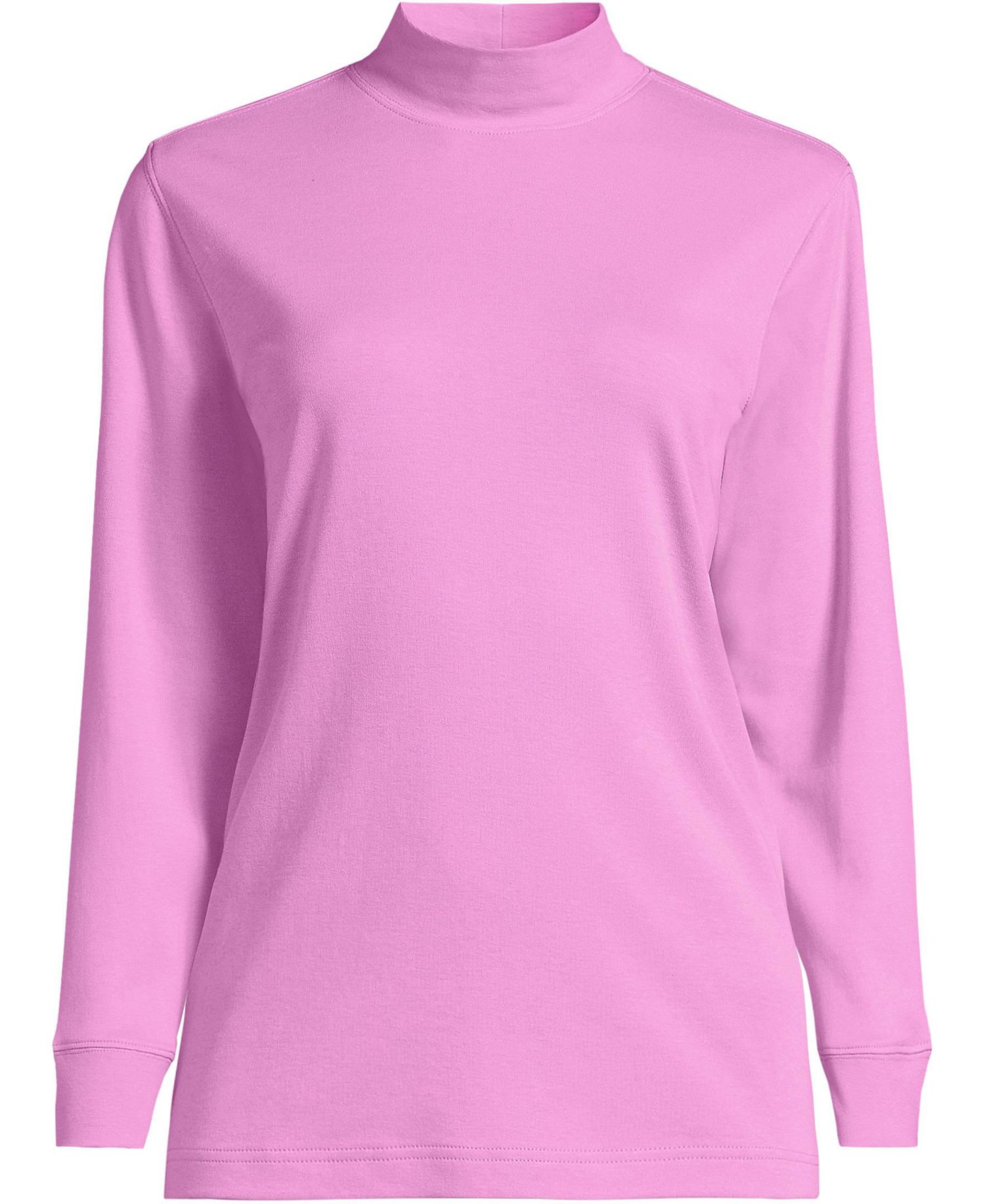 Women's Relaxed Cotton Long Sleeve Mock Turtleneck Tops