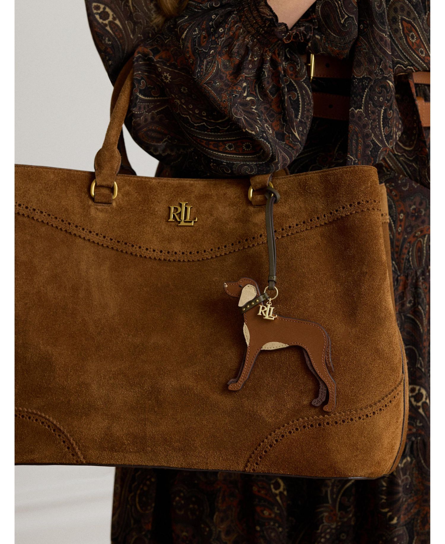Vizsla Suede-Trim Leather Charm