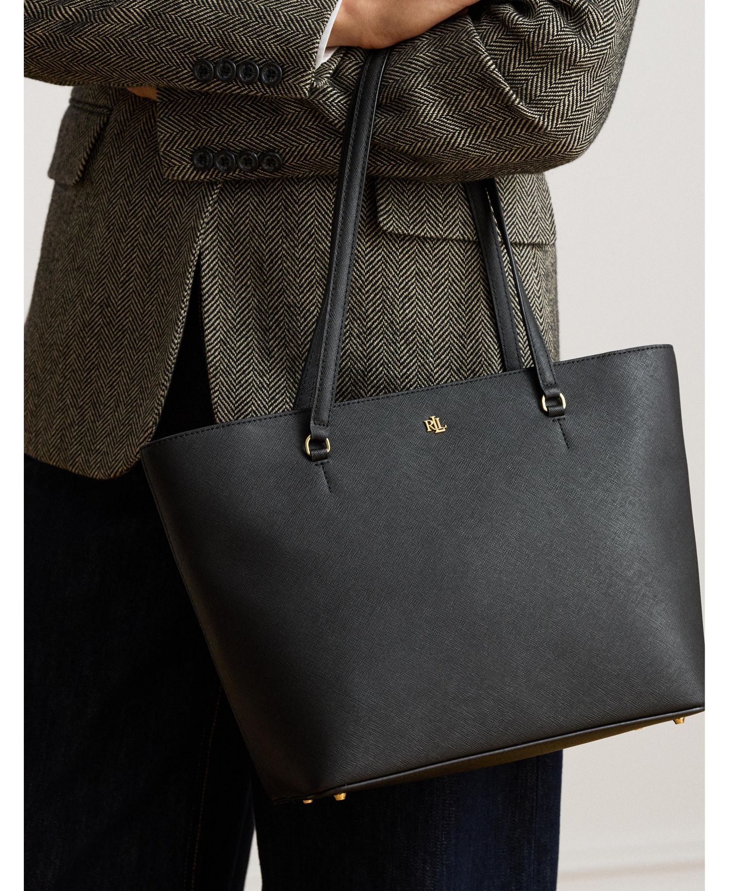 Karly Crosshatch Leather Medium Shopper Tote Bag