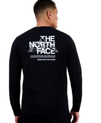 Men's Graphic Mountain Sketch Long-Sleeve Crew Neck T-Shirt