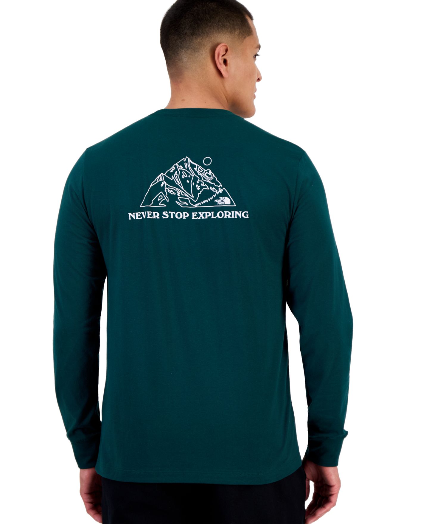Мужская футболка The North Face Tnf Mtn Graphic Classic-Fit Long-Sleeve, цвет: Тёмно-зелёный — фото 4