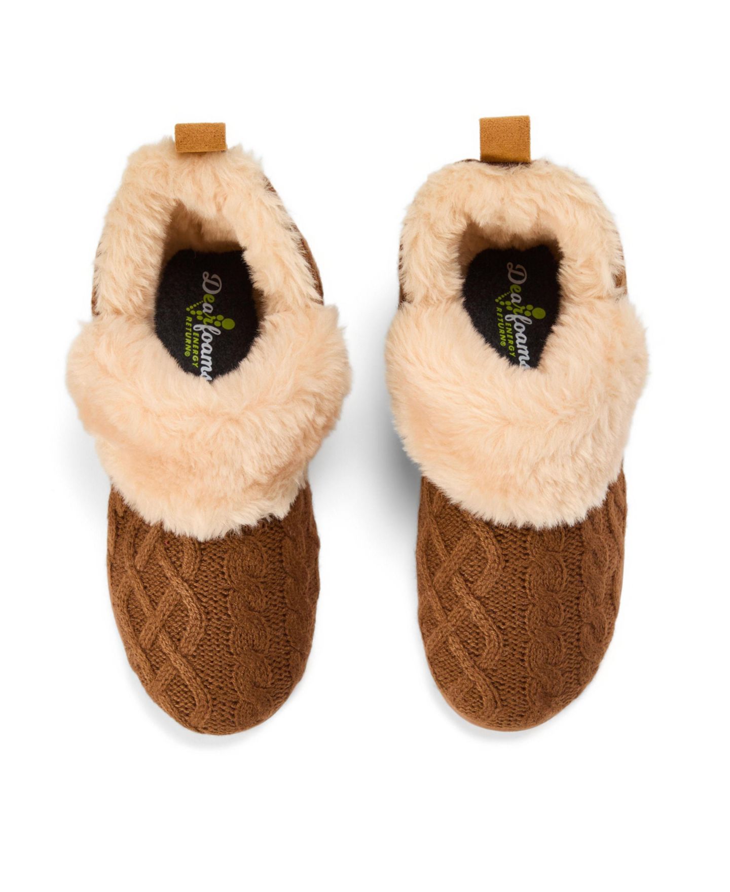Женские тапочки Dearfoams Moritz Cable-Knit Round-Toe Bootie Slipper, цвет: Каштановый вязаный — фото 4