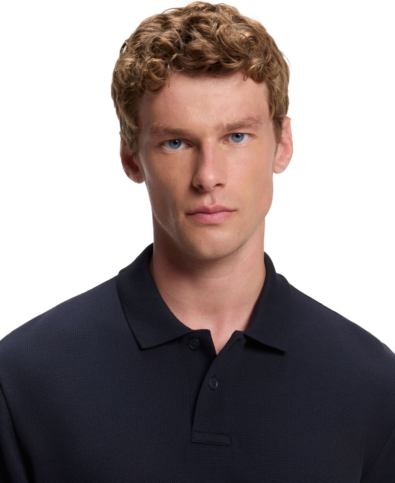 BOSS by Men's Stretch Waffle-Knit Regular-Fit Cotton-Blend Polo Shirt