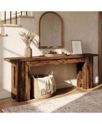 86.6 Inch Extra Long Console Table Rustic Narrow Sofa Table