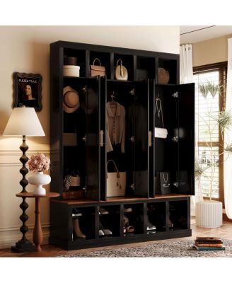 Farmhouse Entryway Storage Cabinet with Shoe Rack
