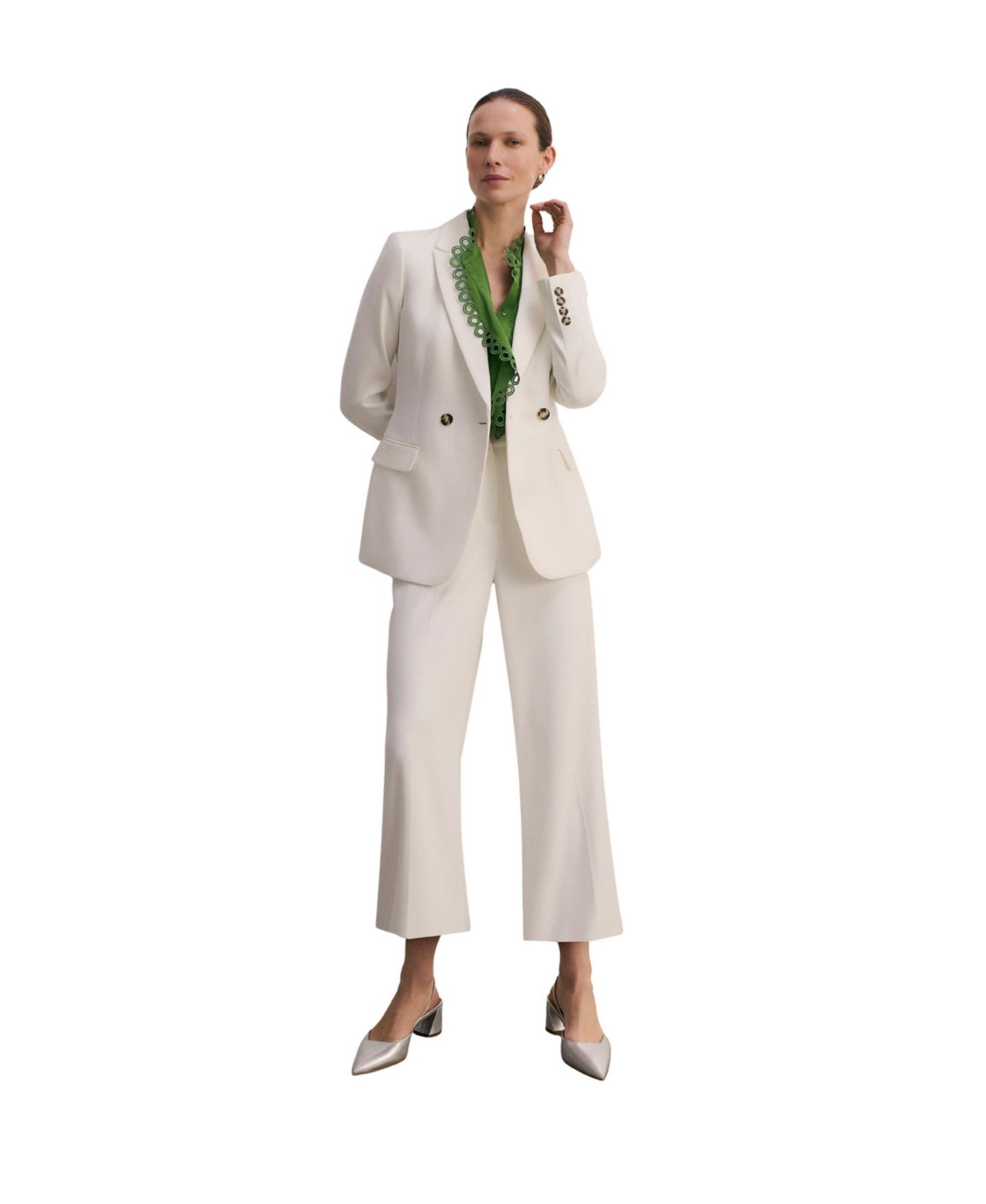 Женские брюки The Fold Clever Crepe Adelaide Cropped, цвет: Белый — фото 5