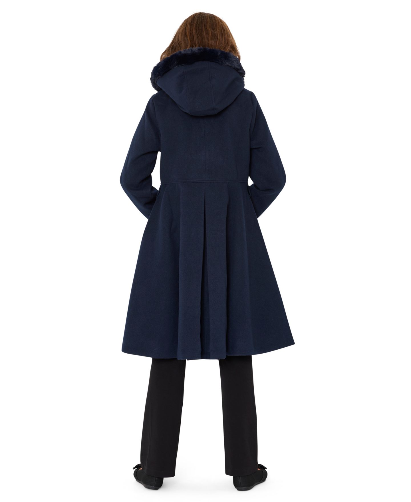 Пальто S Rothschild & CO Long-Sleeve Hooded Fur Trim Coat with Muff для девочек, цвет: Тёмный тёмно-синий — фото 5