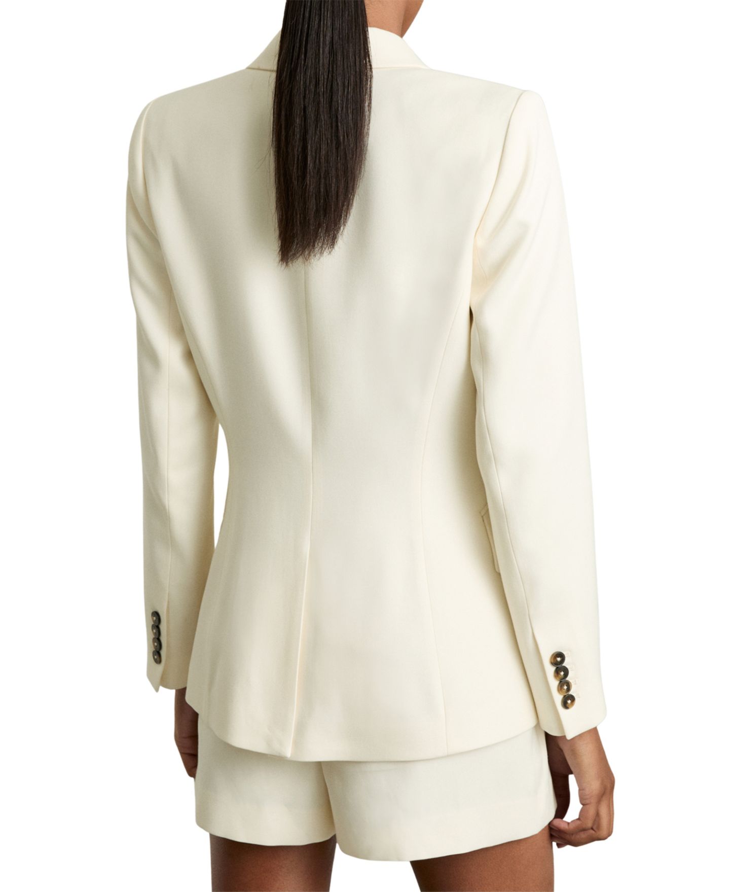 Женский пиджак REISS Millie Single-Breasted Tailored Padded-Shoulder Blazer, цвет: Кремовый — фото 3