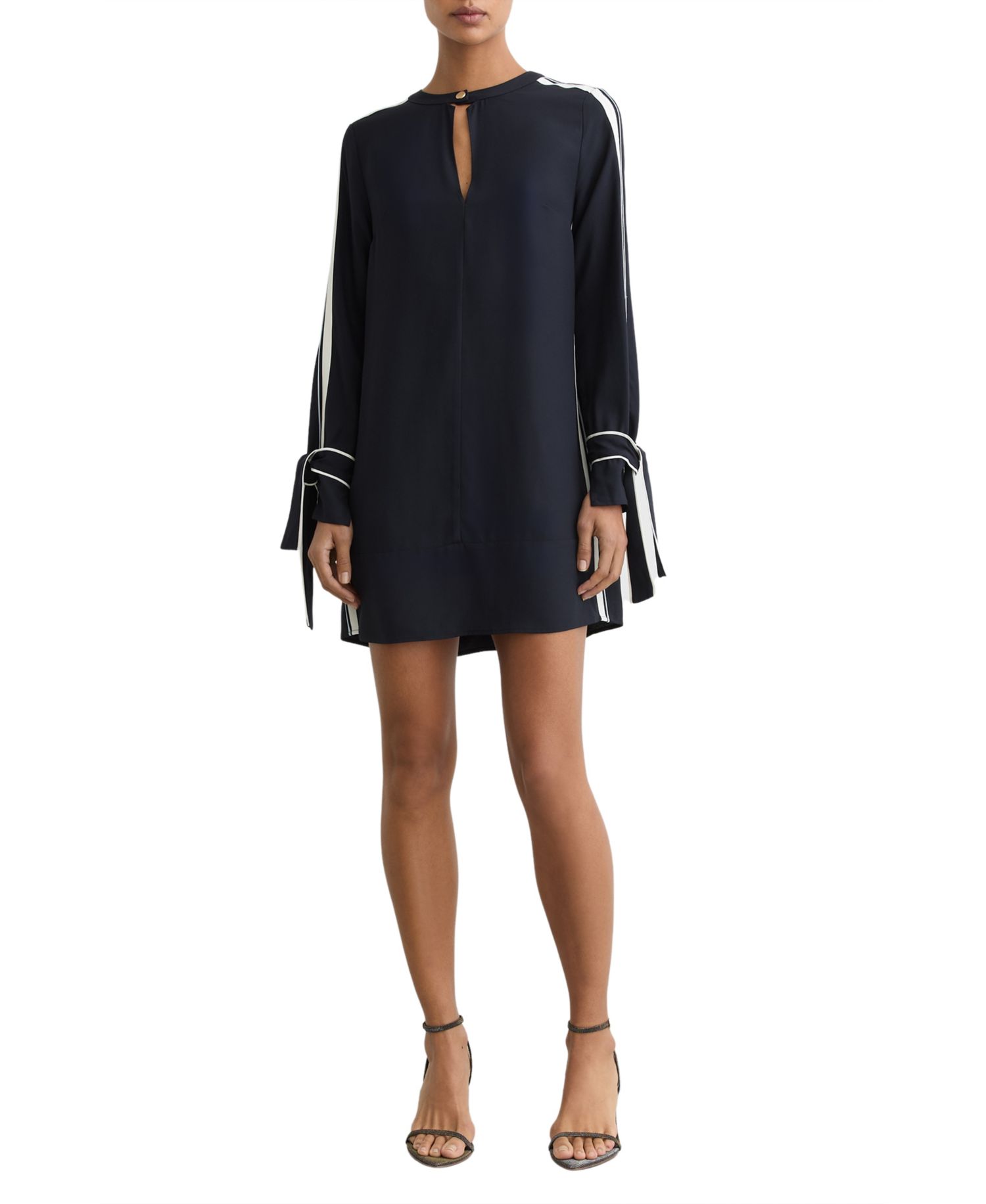 Women's Tammy Long-Sleeve Mini Shift Dress with Contrast Tipping