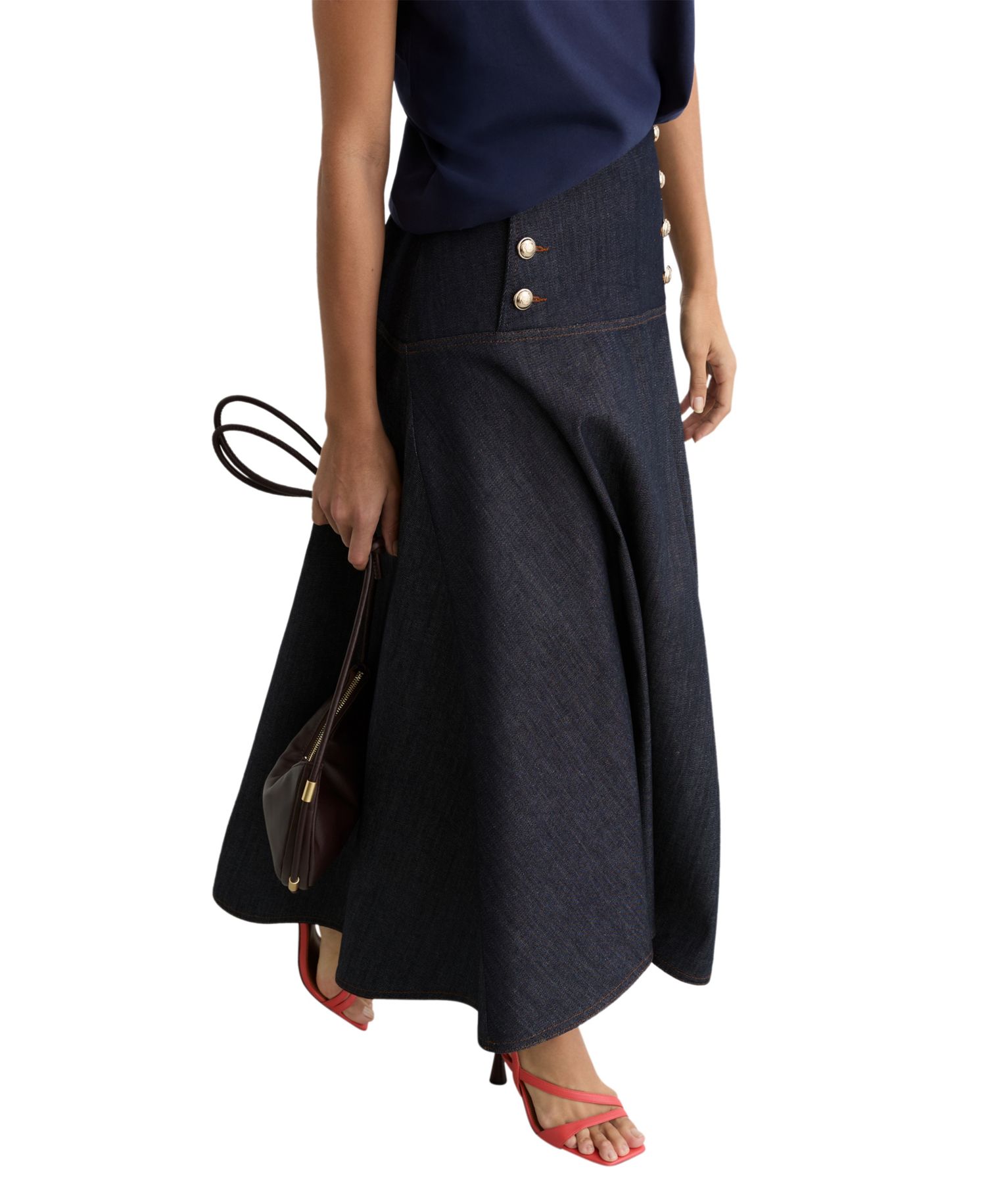Women's Skylar Denim A-Line Midi Skirt