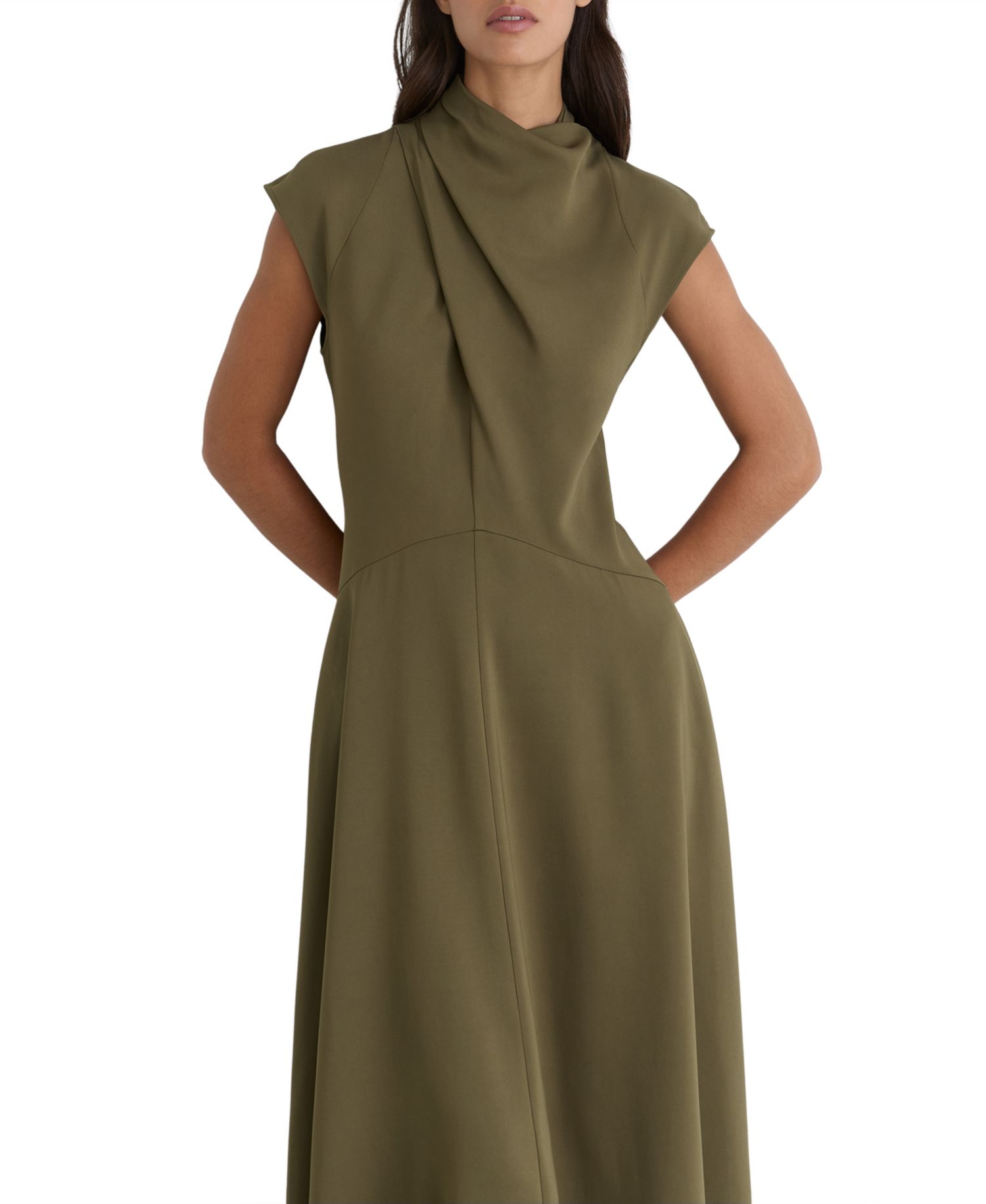 Women's High-Neck A-Line Sleeveless Midi Dress