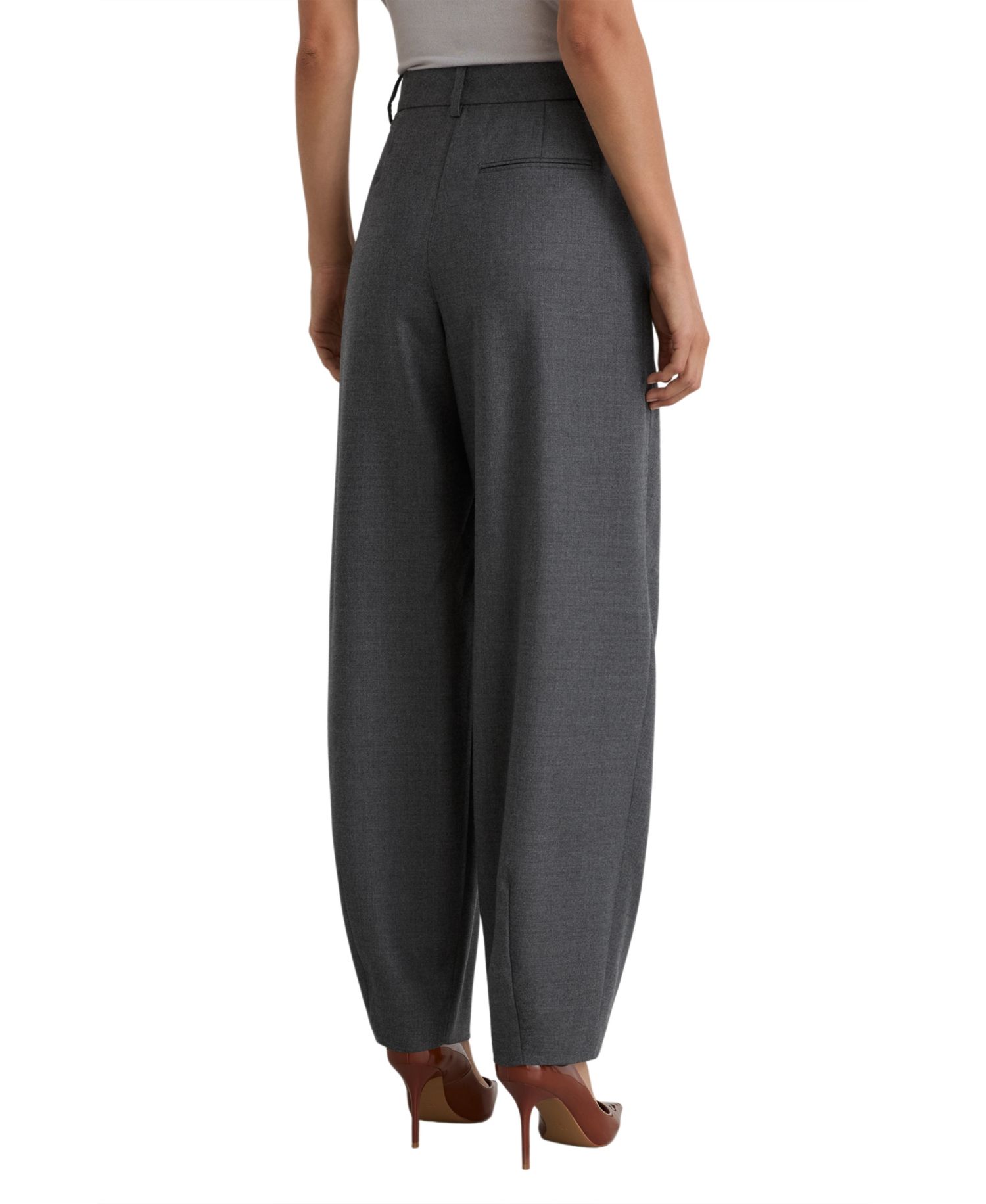Women's Pleated Barrel Wide Leg Trousers