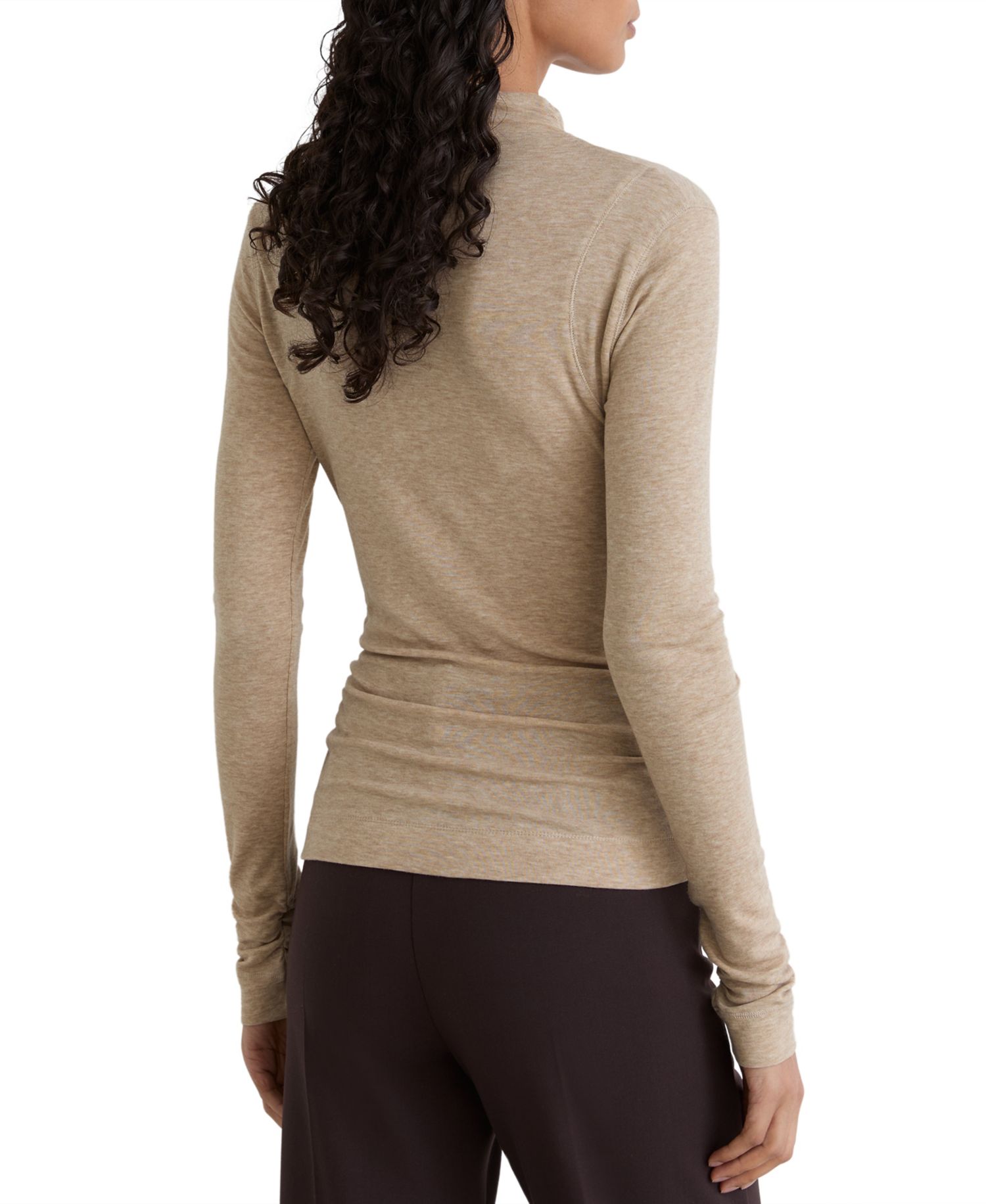 Women's Heidi Long-Sleeve Mock-Neck Ruched T-Shirt